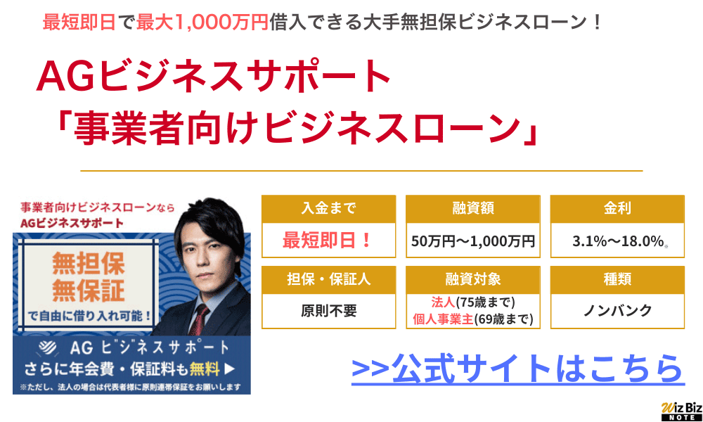 AGビジネスサポート「事業者向けビジネスローン」