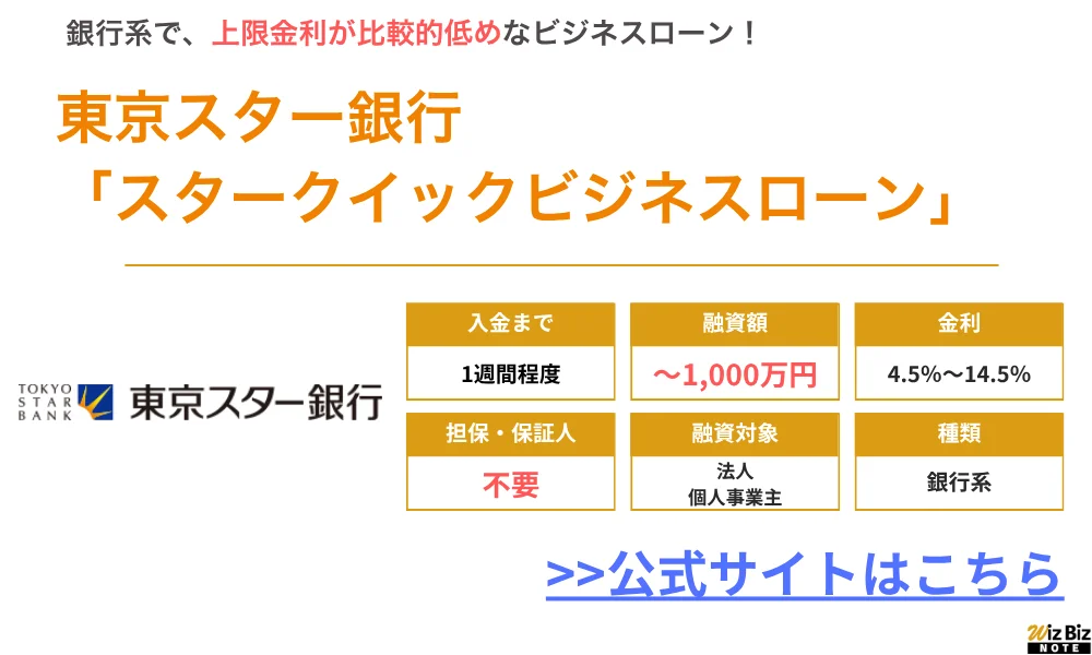 東京スター銀行スタークイックビジネスローン