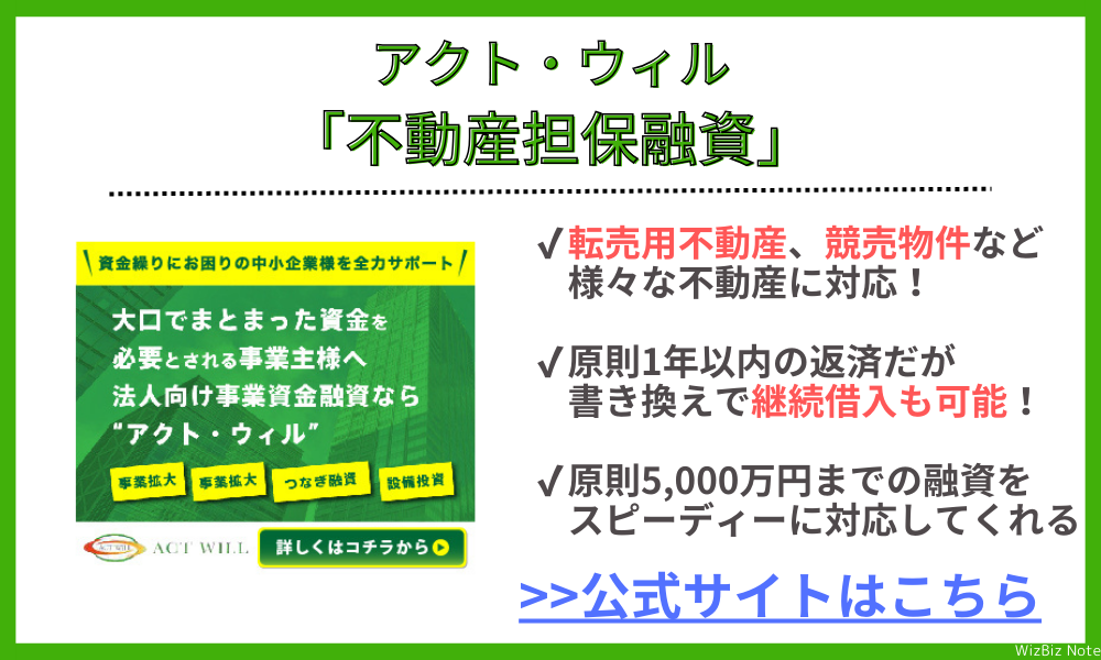 アクト・ウィル「不動産担保融資」