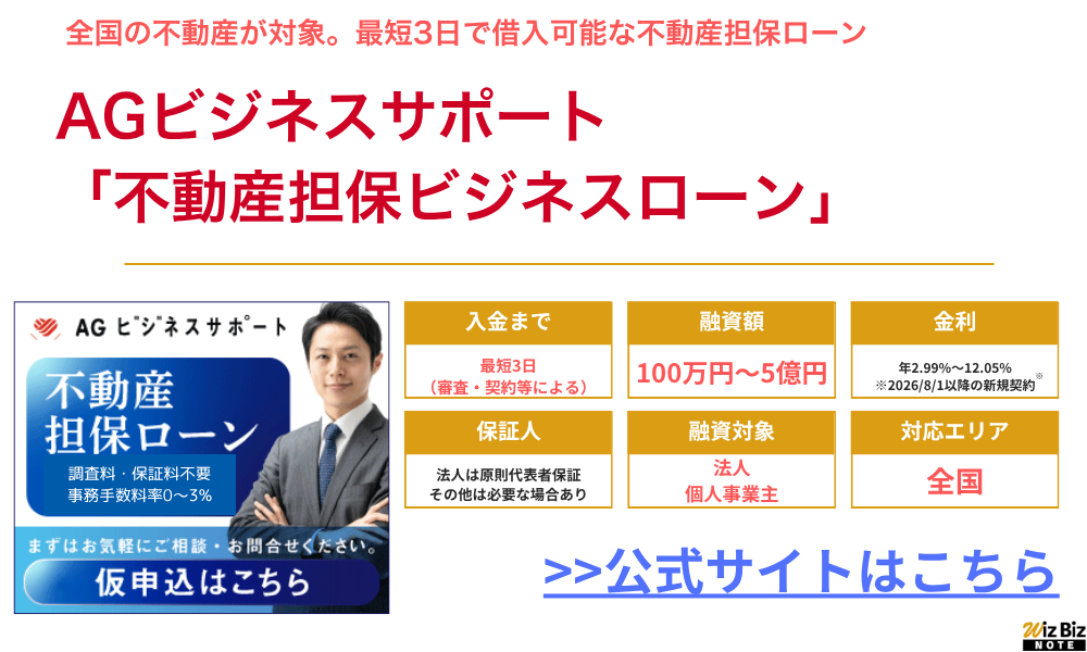 AGビジネスサポート「不動産担保ビジネスローン」