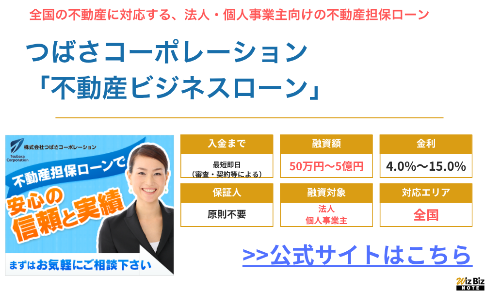 つばさコーポレーション「不動産担保ビジネスローン」
